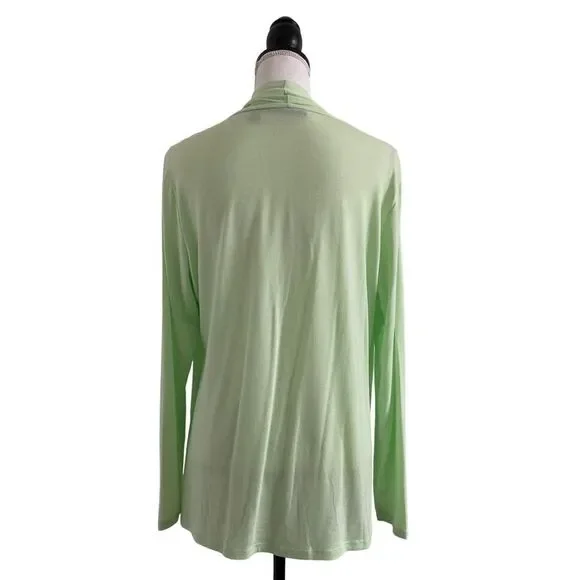 Serena Williams Twofer-Style Draped Cardigan Light Lime Green Ladies Size Large - Picture 3 of 4